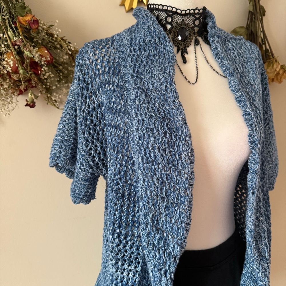 Ruby Rd. Boho/Fairycore Blue Short-Sleeve Cardigan - Picture 2 of 7